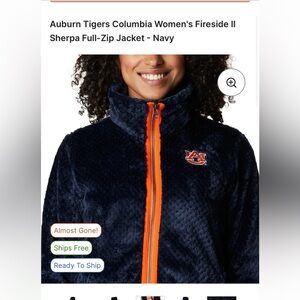 NWT Auburn Tigers Columbia Women's Fireside I|
Sherpa Full-Zip Jacket - Navy